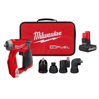 Milwaukee 2505-20-48-11-2450, bundle: M12 FUEL 12V Lithium-Ion Brushless Cordless 4-in-1 Installation 3/8 in. Drill Driver with XC HO 5.0 Ah Battery Pack