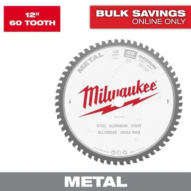 Milwaukee 48-40-4265, accessory: 12 in. x 60 Carbide Teeth Metal Cutting Circular Saw Blade (photograph from the Home Depot listing)