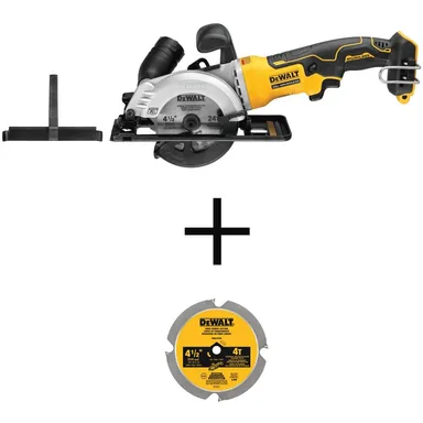 DeWalt DCS571BW412PCD, bundle: ATOMIC 20V MAX Cordless Brushless 4-1/2 in. Circular Saw (Tool Only) with 4-1/2 in. 4-Tooth Fiber Cement Saw Blade