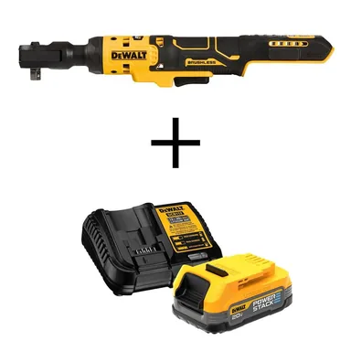 DeWalt DCF513BWCBP034C, bundle: 20-Volt Maximum Lithium-Ion 3/8 in. Cordless Ratchet with POWERSTACK 1.7 Ah Battery and Charger