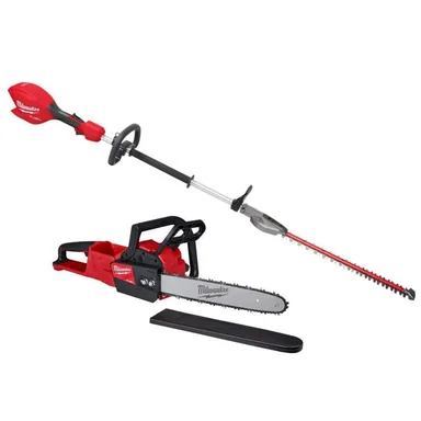 Milwaukee 3043-20-2727-20, bundle: M18 FUEL 18V 20 in. Brushless Cordless Battery Powered Short Pole Hedge Trimmer w/ M18 FUEL 16 in. Rear Handle Chainsaw