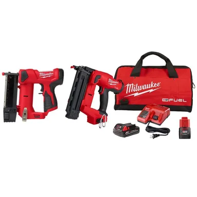 Milwaukee 2746-21CT-2540-20-48-11-2420, bundle: M18 FUEL 18-Volt Brushless Cordless 18-Gauge Brad Nailer Kit w/M12 23-Gauge Cordless Pin Nailer & M12 2.0AH Battery