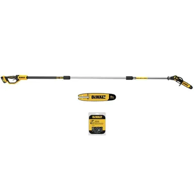DeWalt DCPS620P1W608B8, bundle: 20V MAX 8 in. Brushless Cordless Battery Powered Pole Saw Kit with 5.0 Ah Battery, Charger and Extra 8 in. Bar and Chain