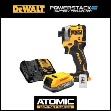 DeWalt DCF850BWP034C, bundle: 20V Cordless Compact Impact Driver 20V MAX POWERSTACK Battery Starter Kit