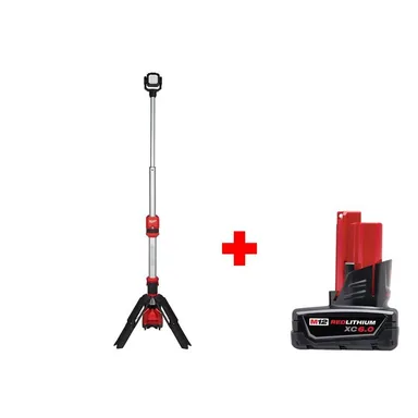 Milwaukee 2132-20-48-11-2460, bundle: M12 12-Volt Lithium-Ion Cordless 1400 Lumen ROCKET LED Stand Work Light W/ 6.0 Ah M12 Battery