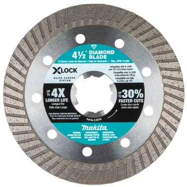 Makita E-07216, accessory: Makita E-07216 X-LOCK 4-1/2" Turbo Rim Diamond Blade for Masonry Cutting
