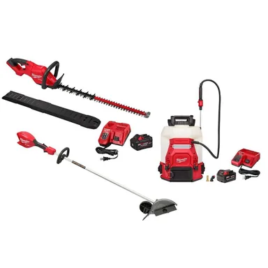 Milwaukee 3034-21-3011-20-3019-21PS, bundle: M18 FUEL 18V 30 in. Brushless Cordless Battery Powered Hedge Trimmer Kit w/ M18 Edger, M18 Pesticide Sprayer Kit