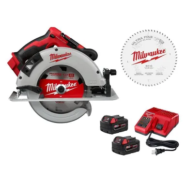 Milwaukee 2631-20-48-59-1852B-48-40-0730, bundle: M18 18V Lithium-Ion Cordless 7-1/4 in. Circ Saw w/ (2) 5.0Ah Batteries & Charger & 7-1/4 in. Ultra Fine Circ Saw Blade