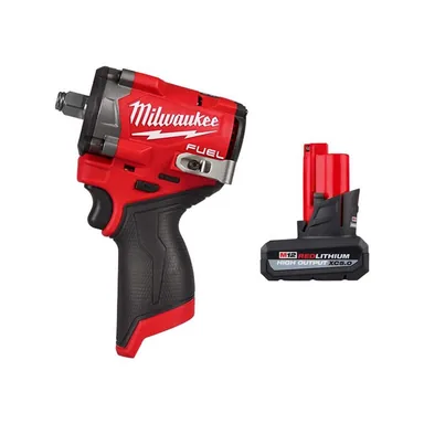 Milwaukee 2563-20-48-11-2450, bundle: M12 FUEL 12V Lithium-Ion Brushless Cordless Stubby 1/2 in. Impact Wrench with M12 XC High Output 5.0 Ah Battery Pack