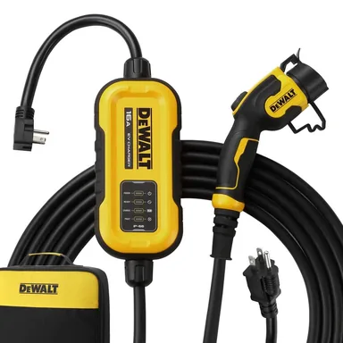 DeWalt DXPAEV016, standalone tool: Level-2 Portable Electric Vehicle EV Charger up to 16 Amps, 120-240-Volt AC 3.8 KW, 25 Ft. Cable, Weatherproof