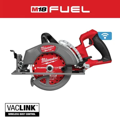 Milwaukee 2931-20, bare tool: M18 FUEL ONE-KEY 18V Lithium-Ion Cordless 7-1/4 in. Rear Handle Circular Saw (Bare-Tool) (photograph from the Home Depot listing)