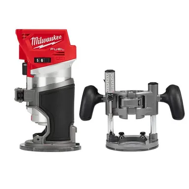 Milwaukee 2723-20-48-10-5601, bundle: M18 FUEL 18V Lithium-Ion Brushless Cordless Compact Router w/ Compact Router Plunge Base