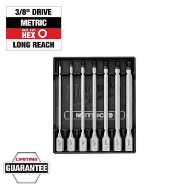 Milwaukee 48-22-9548, unpowered: 3/8 in. Metric Drive Long Ball End Hex Bit Socket Set (7-Piece) (photograph from the Home Depot listing)