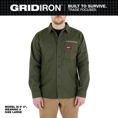 Milwaukee M552E-M, unpowered: Men's Medium Green GRIDIRON Flannel Shirt (photograph from the Home Depot listing)