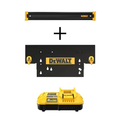 DeWalt DWST82827W82118, accessory: 20 in. Compact Metal Rail, Battery Charger Rail Mount and 20-Volt MAX Lithium-Ion Fan Cooled Fast Battery Charger