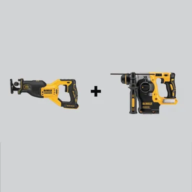 DeWalt DCS382BWDCH273B, bundle: 20V MAX XR Cordless Brushless Reciprocating Saw and Cordless Brushless 1 in. SDS Plus L-Shape Rotary Hammer (Tools-Only)