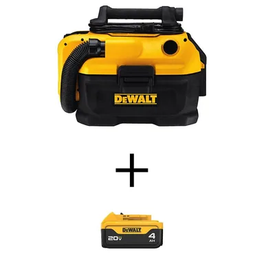 DeWalt DCV581HW204, bundle: 20V MAX 2 Gal. Cordless/Corded Wet/Dry Vacuum and (1) 20V MAX Lithium-Ion Premium 4.0Ah Battery