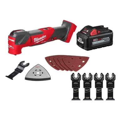 Milwaukee 2836-20-48-11-1865-49-25-1233W, bundle: M18 FUEL 18V Lithium-Ion Cordless Brushless Oscillating Multi-Tool w/ 6.0 Battery & OMT Blades
