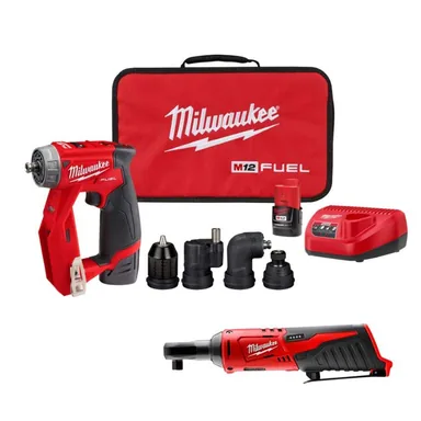 Milwaukee 2505-22-2457-20, bundle: M12 FUEL 12V Lithium-Ion Brushless Cordless 4-in-1 Installation 3/8 in. Drill Driver Kit W/ M12 3/8 in. Ratchet