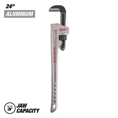 Milwaukee 48-22-7224, unpowered: 24 in. Aluminum Pipe Wrench (photograph from the Home Depot listing)