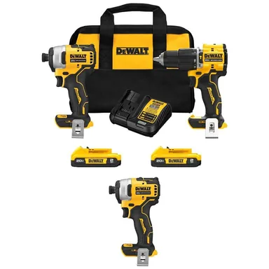 DeWalt DCK226D2WCF809B, bundle: Atomic 20V MAX Lithium-Ion Cordless 2-Tool Combo Kit and Atomic 1/4 in. Impact Driver w/ (2) 2Ah Batteries and Charger