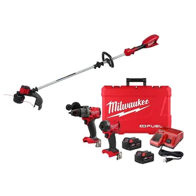 Milwaukee 2828-20E-3697-22, bundle: M18 Brushless 18V 16in. Cordless Battery Powered String Trimmer w/ M18 Hammer Drill/Impact Driver Combo Kit