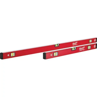 Milwaukee MLCMS48, unpowered: 24 in./48 in. REDSTICK Compact Box Level Set (photograph from the Home Depot listing)