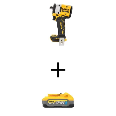 DeWalt DCF921BWDCBP520, bundle: Atomic 20V Max Cordless Brushless 1/2 in. Variable Speed Impact Wrench with Powerstack 20V Lithium-Ion 5Ah Battery Pack