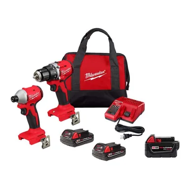 Milwaukee 3692-22CT-48-11-1850, bundle: M18 18V Lithium-Ion Brushless Cordless Compact Drill/Impact Combo Kit (2-Tool) w/(2) 2.0 Ah Batteries w/5.0 Ah Battery