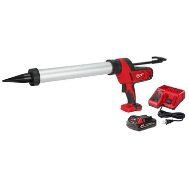 Milwaukee 2642-21CT, kit: M18 18V Lithium-Ion Cordless 20 oz. Caulk and Adhesive Gun Kit Aluminum Sausage w/(1) 1.5Ah Battery, Charger