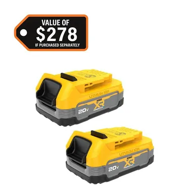 DeWalt DCBP034-2, accessory: 20V MAX XR POWERSTACK Lithium-Ion 1.7 Ah Compact Battery (2-Pack) (photograph from the Home Depot listing)