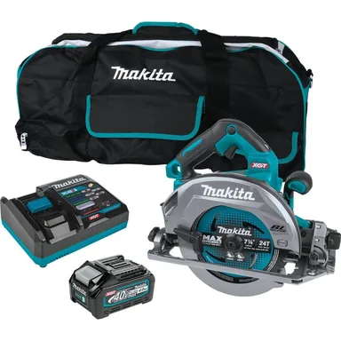 Makita GSH02M1, kit: Makita GSH02M1 40V max XGT Brushless Cordless 7-1/4" Circular Saw Kit with Guide Rail Compatible Base, AWS Capable, 4.0Ah
