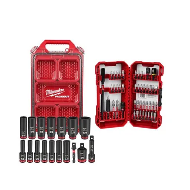 Milwaukee 49-66-6800-48-32-4023, bundle: SHOCKWAVE Impact-Duty 3/8 in. Drive SAE Deep Well Impact PACKOUT Socket Set (17-Piece) & SHOCKWAVE Bit Set (45 PC)