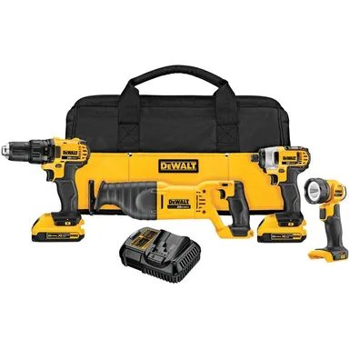 DeWalt DCK420D2, bundle: 20V MAX Cordless 4 Tool Combo Kit with (2) 20V 2.0Ah Batteries and Charger