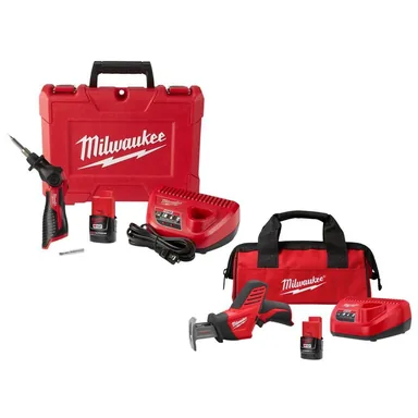 Milwaukee 2488-21-2420-21, bundle: M12 12-Volt Lithium-Ion Cordless Soldering Iron Kit with (2) Batteries, Charger, Hard Case, & HACKZALL Kit