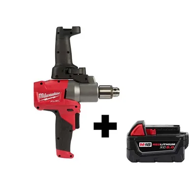 Milwaukee 2810-20-48-11-1850, bundle: M18 FUEL 18V Lithium-Ion Brushless Cordless 1/2 in. Mud Mixer with M18 5.0 Ah Battery