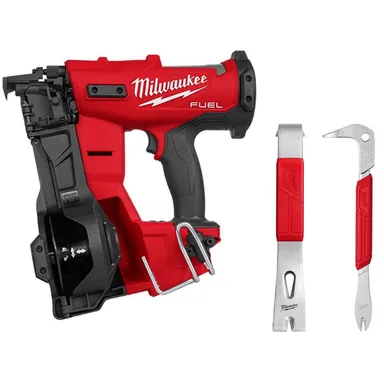 Milwaukee 2909-20-48-22-9034-48-22-9030, bundle: M18 FUEL 18-Volt Lithium-Ion Brushless Cordless Coil Roofing Nailer with 12 in. Pry Bar and 9 in. Nail Puller