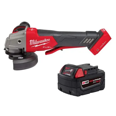 Milwaukee 2882-20-48-11-1850, bundle: M18 FUEL 18V Lith-Ion Brushless Cordless 4-1/2 in. /5 in. Braking Grinder w/ Paddle Switch & 5.0 Ah Battery