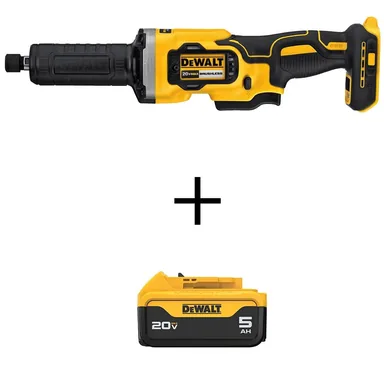 DeWalt DCG426BW205, bundle: 20V MAX Cordless Brushless 1-1/2 in. Variable Speed Die Grinder and (1) 20V MAX Premium Lithium-Ion 5.0Ah Battery