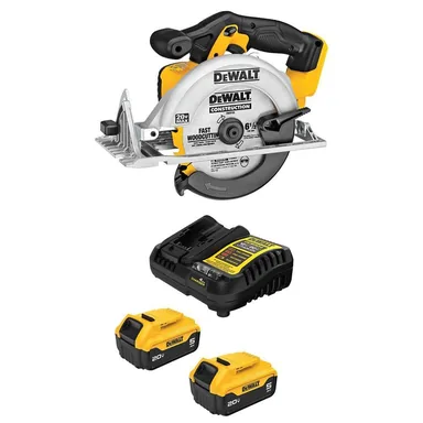 DeWalt DCS391BWB205-2C, bundle: 20-Volt MAX Lithium-Ion Cordless 6-1/2 in. Sidewinder Style Circular Saw with (2) 20V MAX 5.0 Ah Batteries and Charger