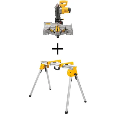 DeWalt DWS713WDWX725B, bundle: 15 Amp Corded 10 in. Compound Single Bevel Miter Saw and Heavy-Duty Work Stand with Miter Saw Mounting Brackets
