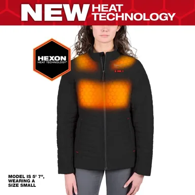 Milwaukee F102B-21L, kit: Women's Large M12 12-Volt Lithium-Ion Cordless AXIS Black Heated Quilted Jacket Kit with (1) 3.0 Ah Battery and Charger