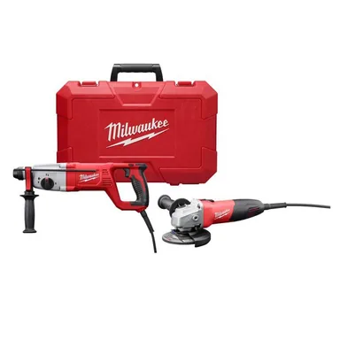 Milwaukee 5262-21-6130-33, bundle: 8 Amp Corded 1 in. SDS D-Handle Rotary Hammer w/7 Amp Corded 4-1/2 in. Small Angle Grinder with Sliding Lock-On Switch