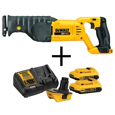 DeWalt DCS380BW2203C, bundle: 20V MAX Cordless Reciprocating Saw and 18V to 20V MAX Lithium-Ion Battery Adapter Kit (2 Pack)