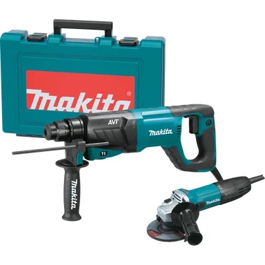 Makita HR2641X1, standalone tool: Makita HR2641X1 Corded 1" SDS-PLUS AVT Rotary Hammer (D-handle) and 4-1/2" Angle Grinder