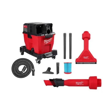Milwaukee 0920-20-49-90-2028-49-90-2038, bundle: M18 FUEL 9 Gal. Cordless Dual-Battery Wet/Dry Shop Vacuum with AIR-TIP 1-1/4 in. - 2-1/2 in. Utility Brush and Nozzle