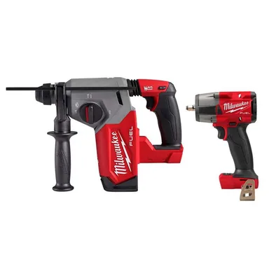Milwaukee 2912-20-2960-20, bundle: M18 FUEL 18V Lithium-Ion Brushless Cordless 1 in. SDS-Plus Rotary Hammer w/3/8 in. Mid-Torque Impact Wrench