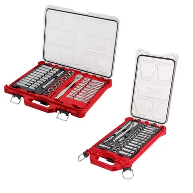 Milwaukee 48-22-9487-48-22-9482, bundle: 1/2 in. and 3/8 in. Drive SAE/Metric Ratchet and Socket Mechanics Tool Set with PACKOUT Case (79-Piece)