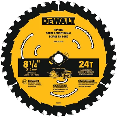 DeWalt DWA181424, accessory: 8-1/4 in. 24-Tooth Circular Saw Blade