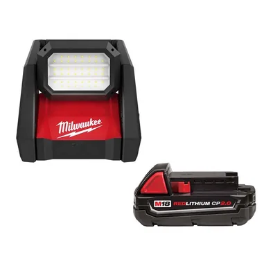 Milwaukee 2366-20-48-11-1820, bundle: M18 GEN-2 18-Volt Lithium-Ion Cordless 4000 Lumens ROVER LED AC/DC Flood Light and (1) 2Ah Battery